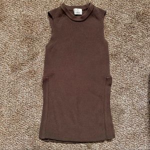 Aritzia Wilfred Palmier Sleeveless Tunic Knit Tank Brown XXS